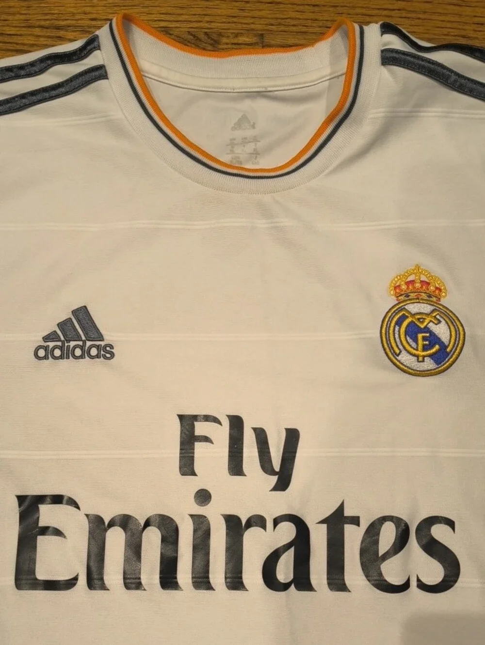 adidas Real Madrid Home Jersey - White with Orange and Gray Trim